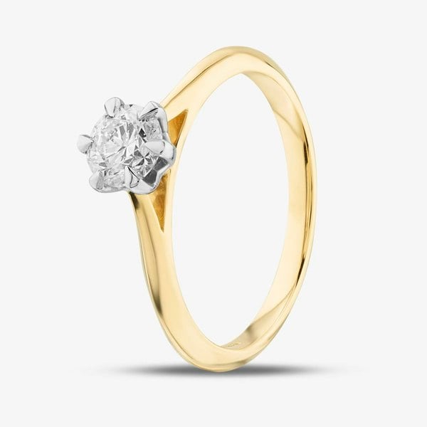 T. H. Baker 18ct Yellow Gold Certified 0.50ct Brilliant Cut Diamond Solitaire Ring 10638/18PT/MO - 50PT