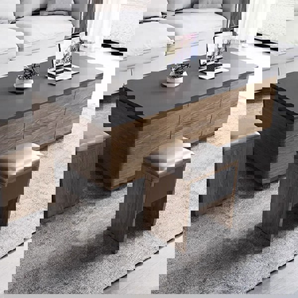 Ruby Lift Top Coffee Table, Multi-Functional Foldable Coffee Table, Walnut & Black-Weilai Concept-Weilai Concept