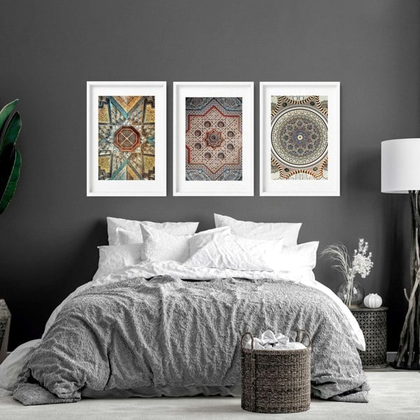 Geometric patterns in Islamic art | set of 3 prints for bedroom walls