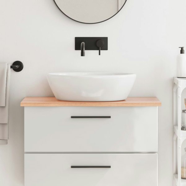Berkfield Bathroom Countertop Light Brown 80x40x2 cm Treated Solid Wood