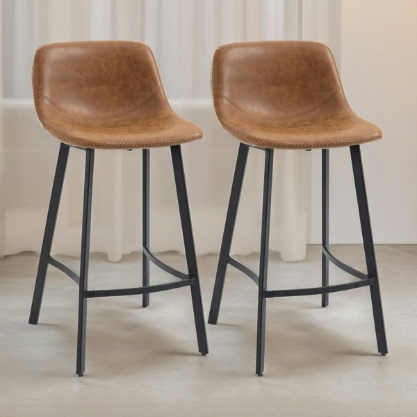 Rafaelo Mobilia Set of 2 Industrial Brown Bar Stools