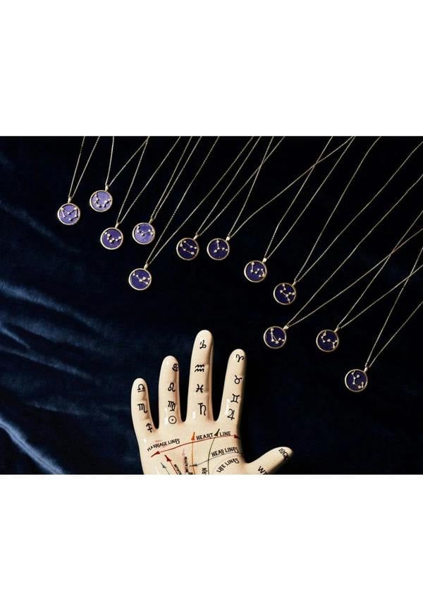 Zodiac Lapis Lazuli Gemstone Star Constellation Pendant Necklace Silver Pisces - LATELITA Necklaces