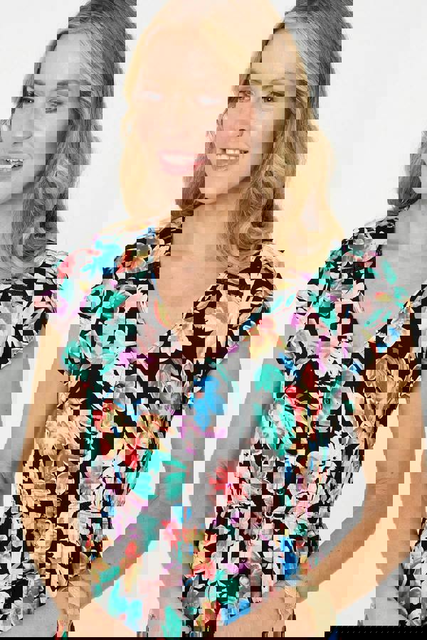 Black | Floral Lace Trim Cap Sleeve Maxi Dress
