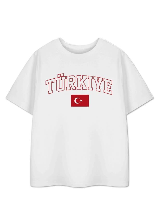 Show Me The Merch Unisex Kids White Turkey Short Sleeved T-Shirt