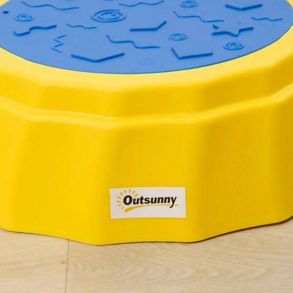 Yellow kids stepping stone block with blue textured top and Outsunny brand label