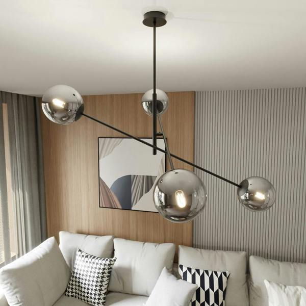 Emibig LINEAR Pendant lamp 4 x E14 Black with Graphite Shade