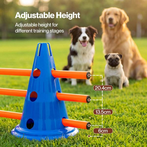 Skylos Dog Agility Training Set Hurdle Cone Kit Height Adjustable Storage Bag