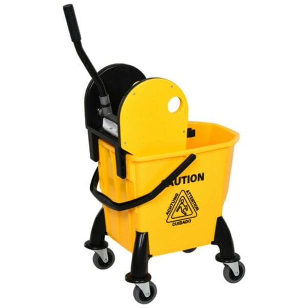 Dyzi 26L Mop Bucket with Wringer Handle and Castor Wheels Yellow