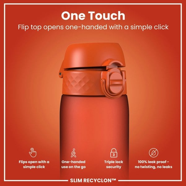 ION8 Leak Proof Slim Water Bottle, Recyclon, Hearty Orange, 500ml (18oz)