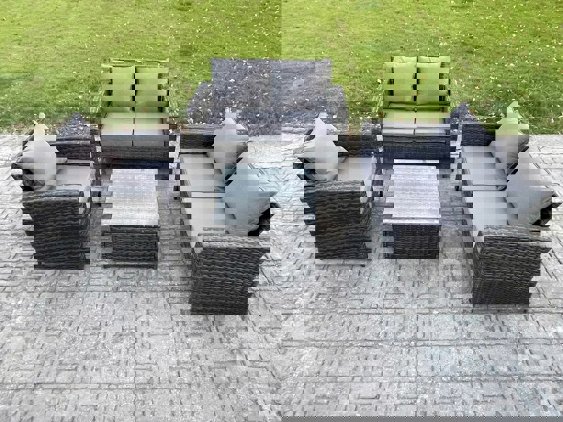 Fimous Outdoor Rattan Garden Furniture Set Conservatory Patio Sofa Coffee Table Set with Chair Dark Grey Mixed
