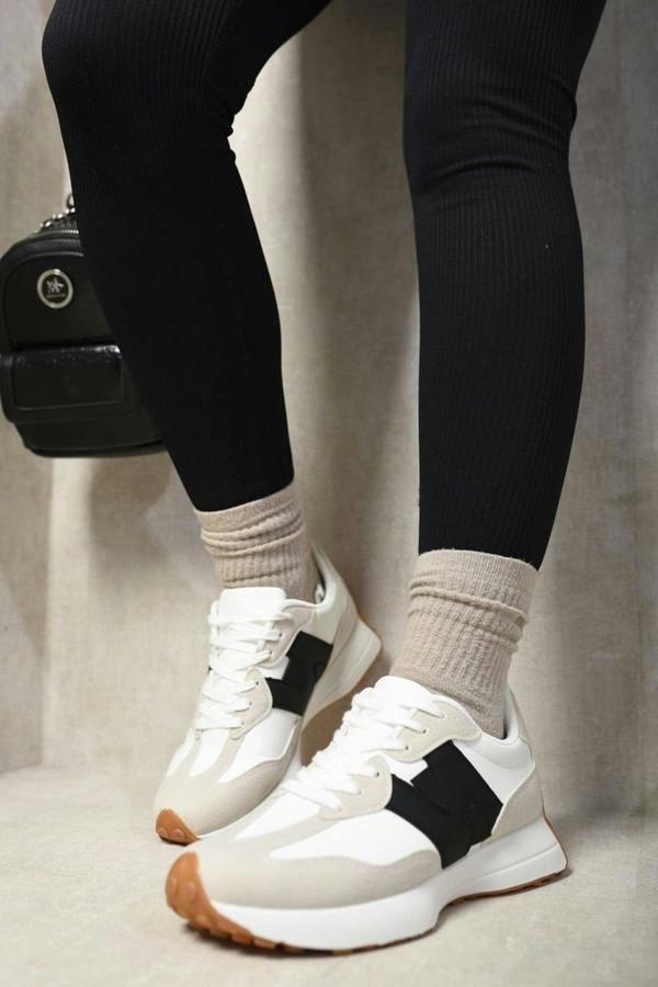Gabriela Low Top Lace Up Trainers - White/Black