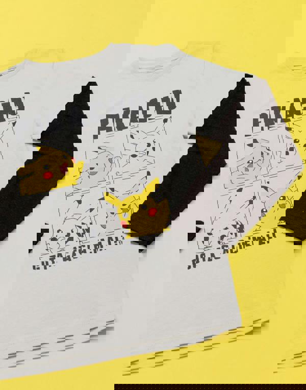 Pokemon Boys Grey Pikachu Long Sleeved T-Shirt
