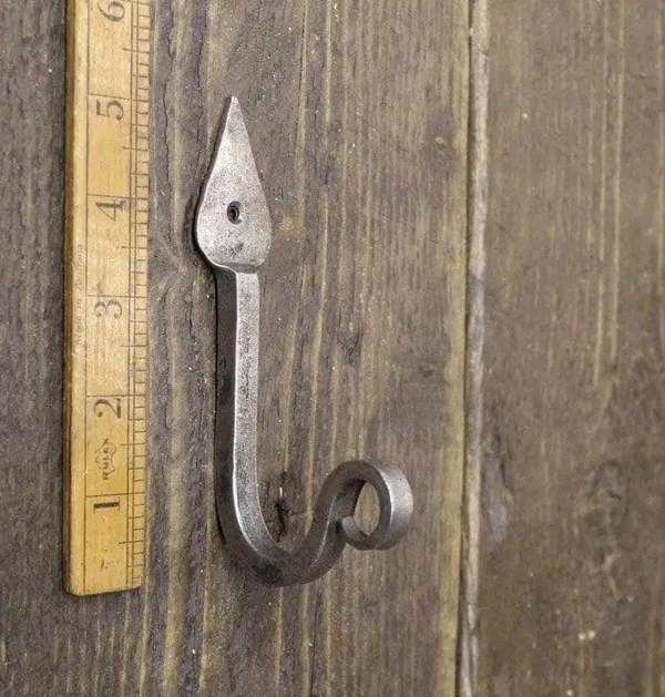 Hand Forged Antique Iron Shepherd's Crook Coat Hook - 130mm