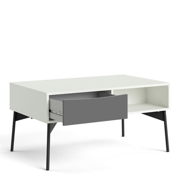 Furniture To Go Fur Coffee Table with 1 Drawer in Grey and White