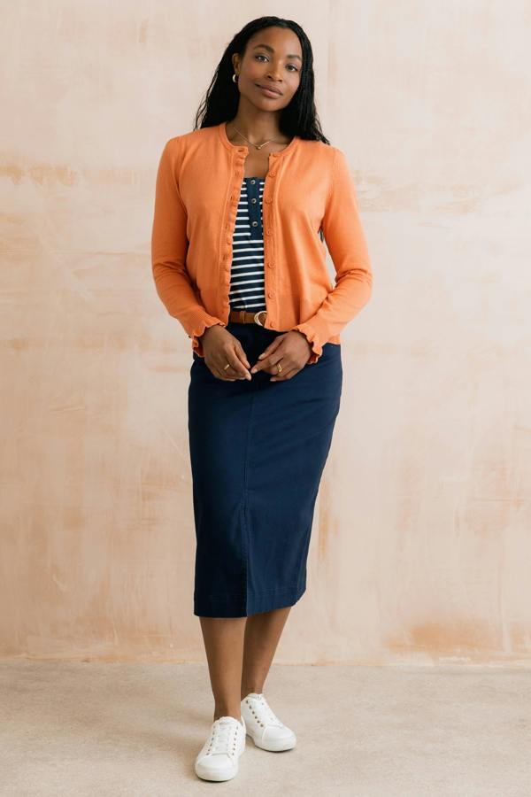 Lily & Me Lauren Ruffle Outfitter Cardigan Soft Orange