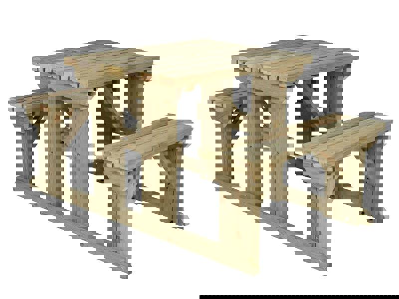 Abies Picnic Table and Benches Set - Wooden Outdoor Dining Set for Gardens and Patios