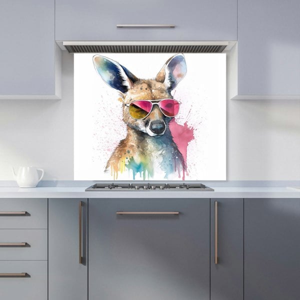 Warren Reed - Designer Wallaby In Pink Glasses Kitchen Splashback