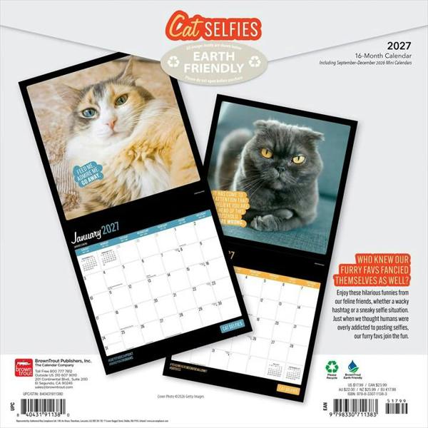 Cat Selfies Calendar 2027, Wall Calendars, Month To View, Humour, Gift