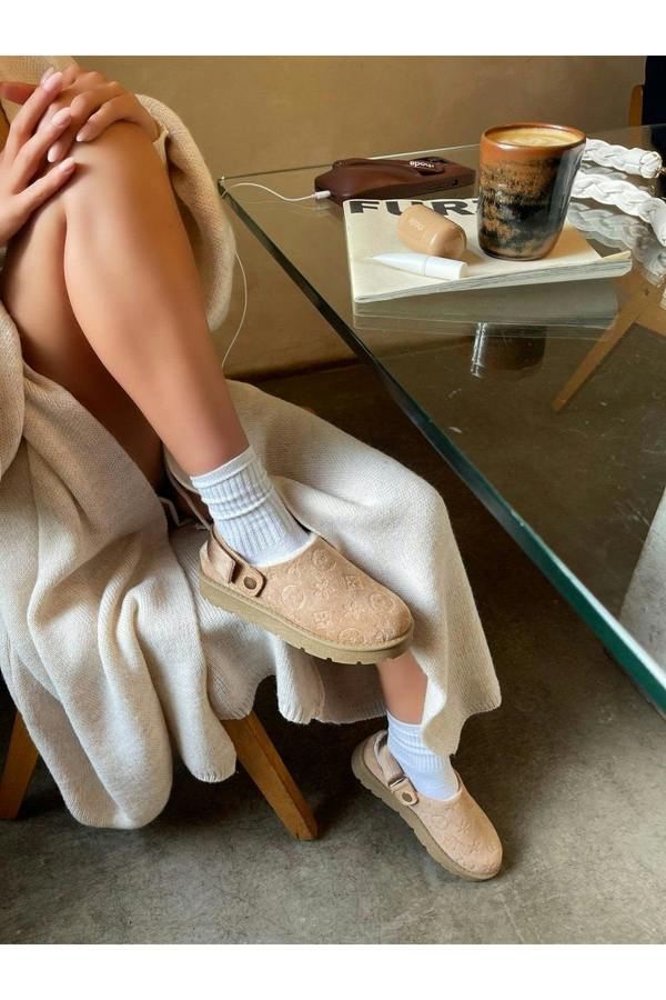 Fernanda Printed Sling Back Platform Clogs - Beige