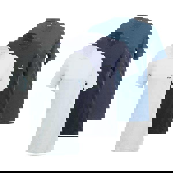 Boss Mens Cotton T-Shirt - White/Navy/Blue - 