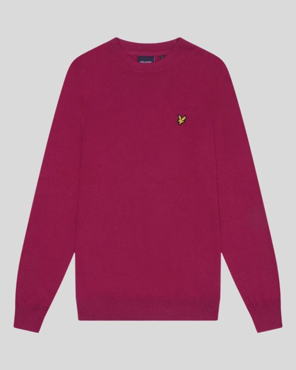 Lyle & Scott Cotton Merino Crew Neck Jumper Sweatshirt - Rich Burgundy