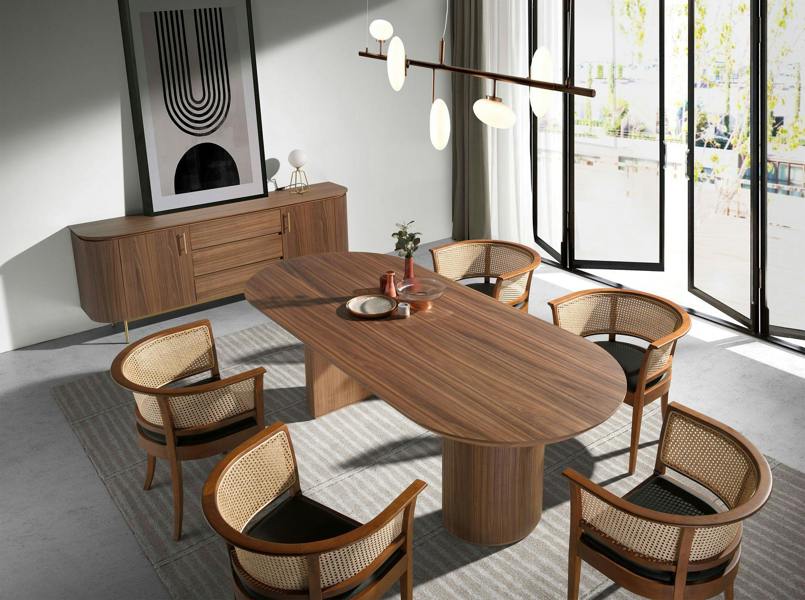 Angel Cerdá Oval Half Point walnut dining table 1104