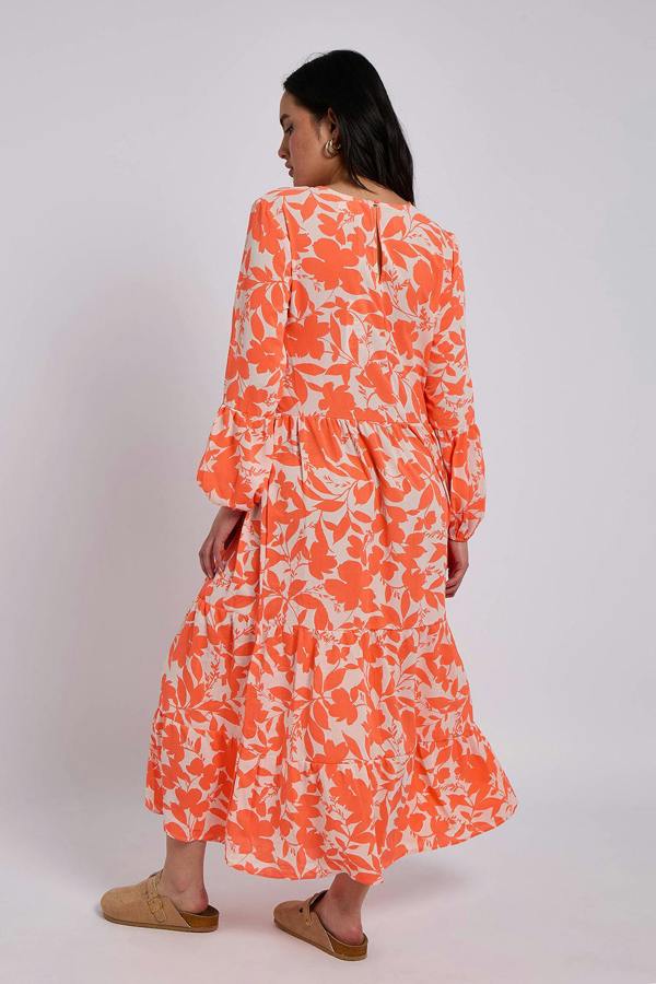 Urban Bliss Orange Stencil Floral Smock