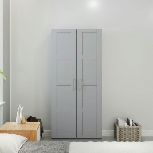 Wyld Haus Coralani Wooden Grey 2 Door Wardrobe With Hanging Rail Internal and Shelf
