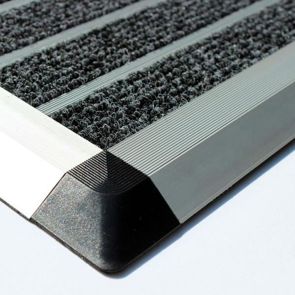 Ultralux Indoor Aluminium Door Mat – Non-Slip Heavy Duty Scraper Doormat – Weatherproof Metal Frame & Waterproof Backing - Grey & Black – 40 x 60cm UAB04060GR