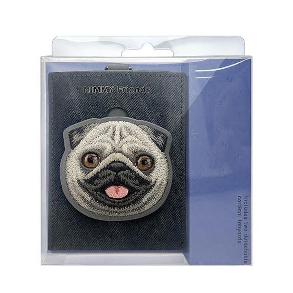 Nimmy Friends Nimmy Big Eye Cute Pet Pug Dog Face Card Sleeve Holder Black - N-XDY-KT-09-A