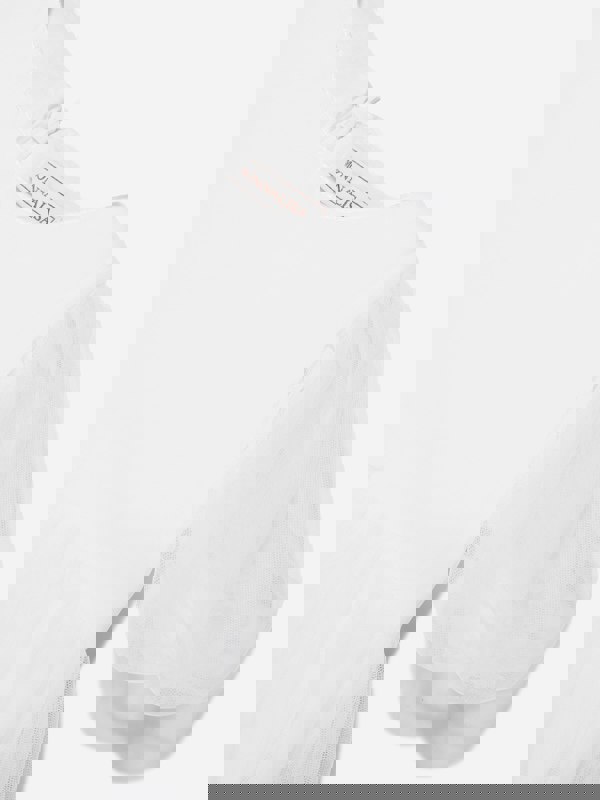 Monnalisa Girls Embroidered Cherry Tulle Dress In White