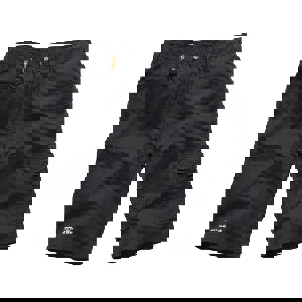 Scruffs Trade Flex Mens Pockets Cargo Shorts, black cargo shorts with multiple pockets and durable fabric, designed for workwear and outdoor activities.