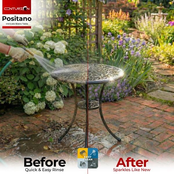 Centurion Supports POSITANO Garden and Patio Black Cast Aluminium Bistro Table