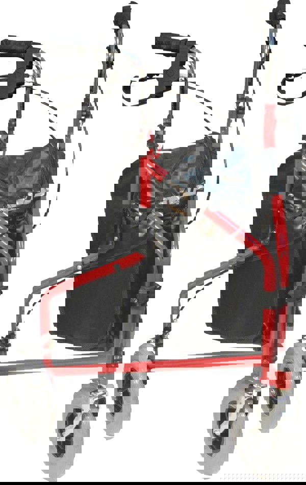 Aidapt Three Wheeled Steel Walker with Bag Red