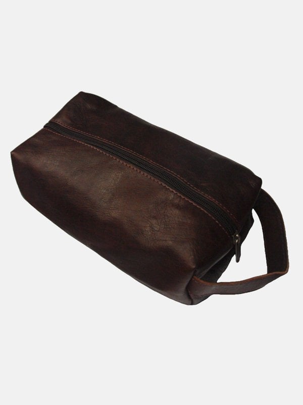 Berber Leather Leather Wash Bag in Brown