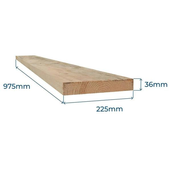 Snowdon Timber Factory Reject SB362253 Unbanded Scaffold Board (L) 975mm (W) 225mm (T) 36mm