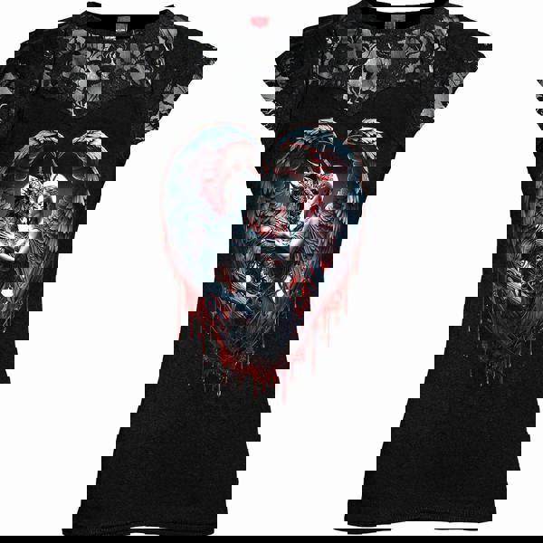 SOLEMN VOW - Lace Layered Cap Sleeve Top Black