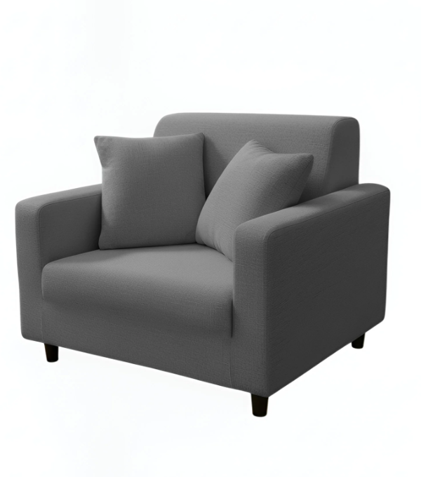Anyseat 1 Seater Sofa Cover Plain Ash Grey Style and Protection For Living Room Sofa Chair Elastic Stretchable Slipcover