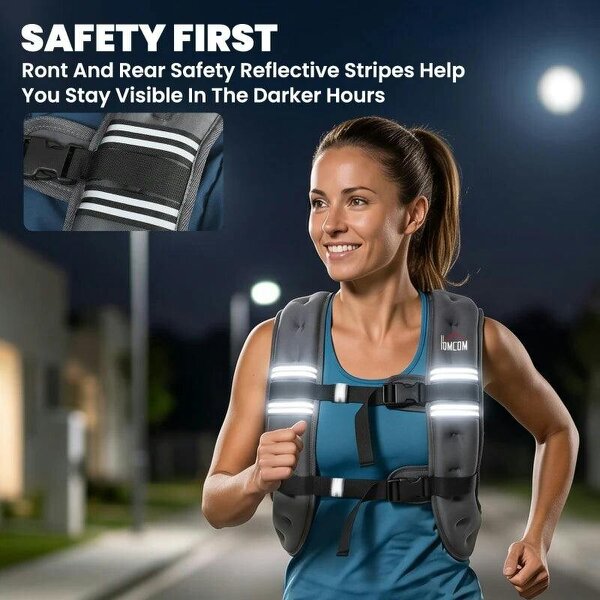 5KG Weighted Vest, Running Weight Vest with Adjustable Strap, Convenient Pocket and Reflective Strips for Men and Women