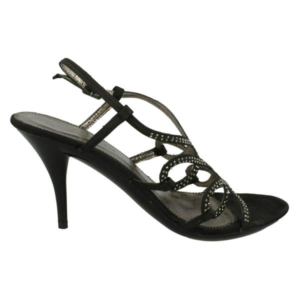 Spot On Ladies Spot On High Heel Diamante X Strap Sandals F1749