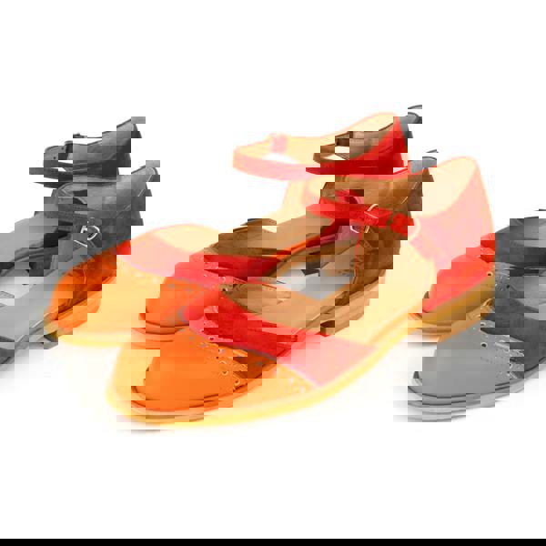 Embassy London Gigot - Red Multi - Women's closed heel round toe leather flat sandal