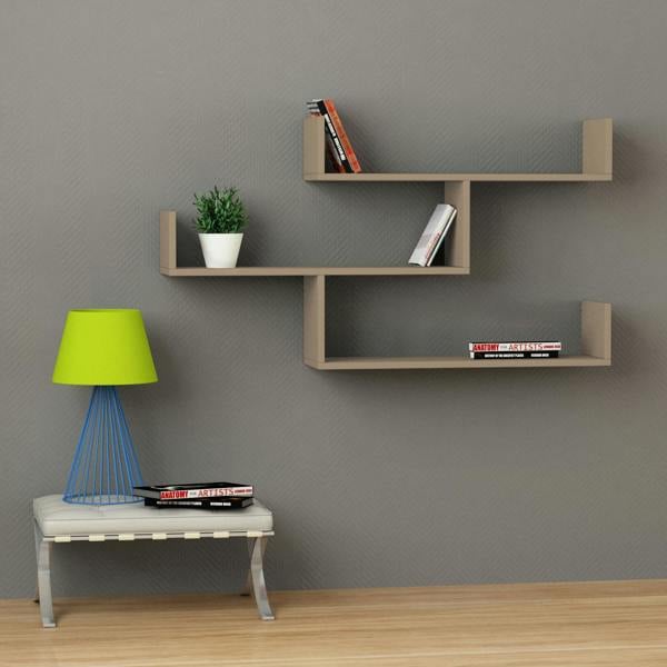 Decortie Modern Tibet Wall Mounted Shelf Floating Bookcase Display Unit 66.5x119x22cm