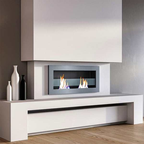 Smallbee Stainless Steel Wall Mount Bioethanol Fireplace Insert Smallbee UK Grey 2 Stoves