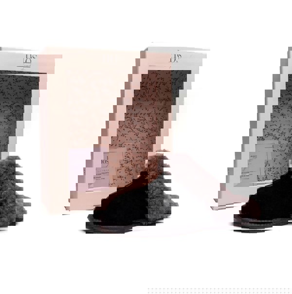 HOS Sheepskin AYLA Womens Real Sheepskin Mule Slippers Black