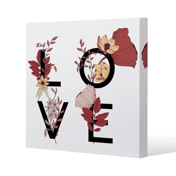 Benjamin Tate Design Love Typography Slim Style Canvas Print  40x40cm , 15mm Slim Real wood.