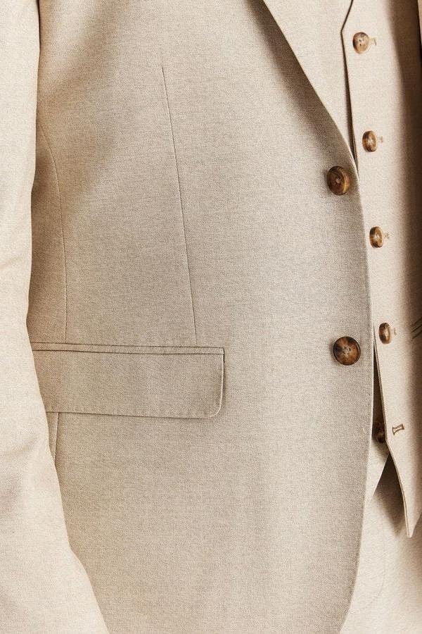 Infinity Leather Men's Beige Lightweight Summer Single-Breasted Blazer