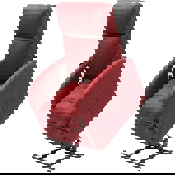 Single Motor Rise and Recline Lounge Chair - Wine Coloured Suedette Material Loops