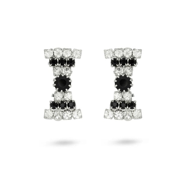 Gold Trip Vintage Black Crystal Bow Clip-On Earrings