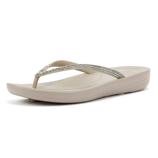 FitFlop IqusHion Ombre Sparkle Women's Taupe/Pewter Flip Flops