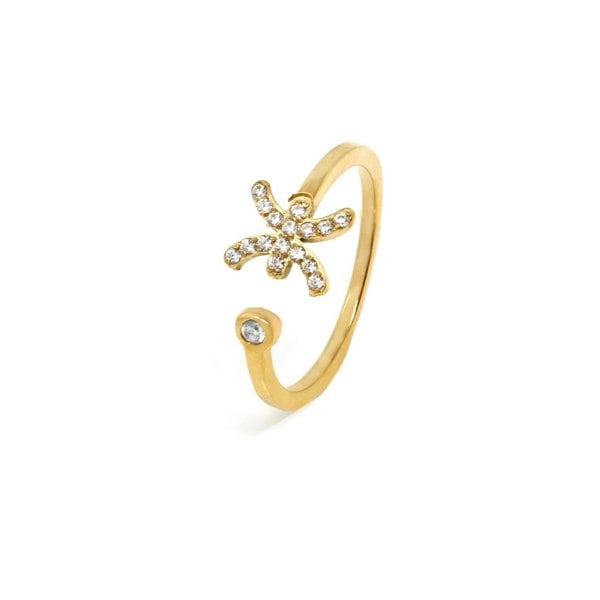 Say It With Pisces Ring with CZ Stones - Yellow Gold Plated